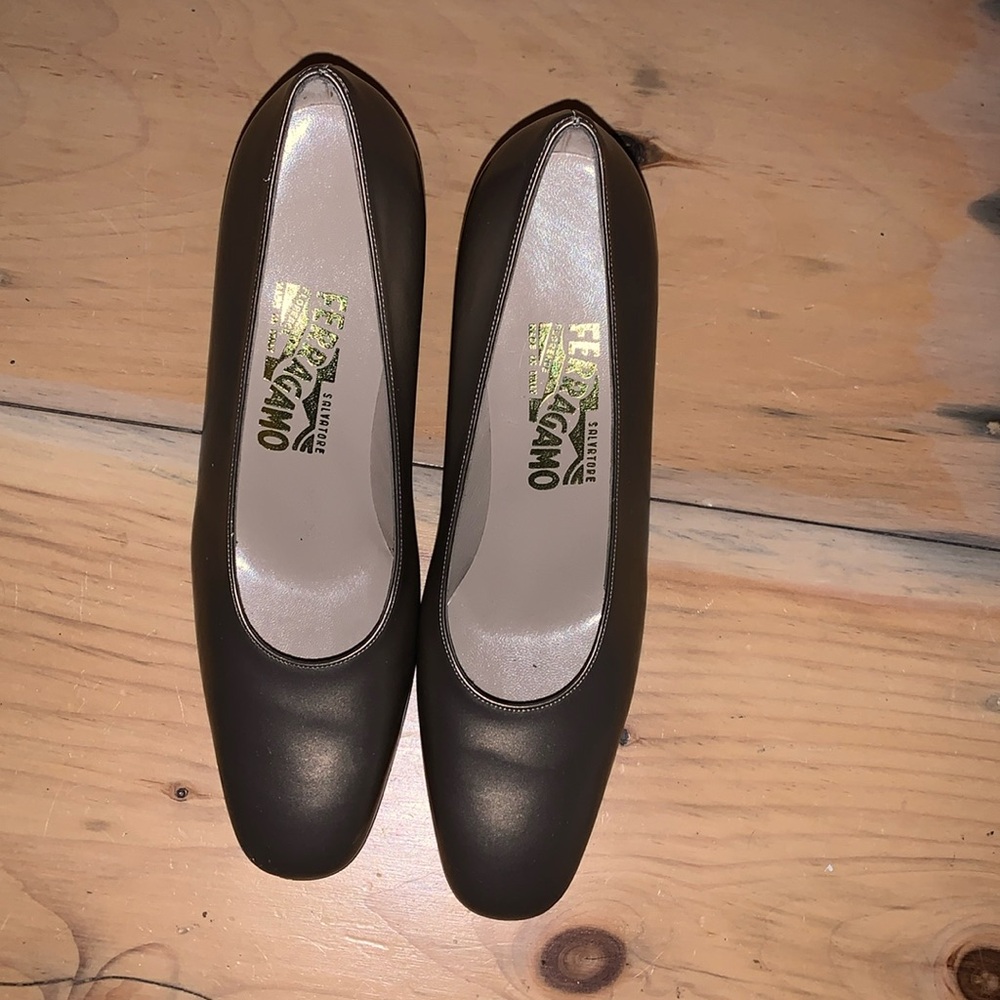 Salvatore Ferragamo bronze pump heels.- NFs - so not buy